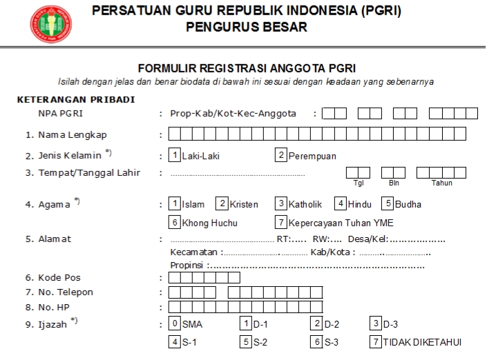 Pendaftaran PGRI Barito Utara - Persatuan Guru Republik Indonesia Cabang Barito Utara